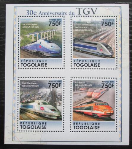 Poštové známky Togo 2011 Moderní lokomotívy TGV Mi# 4039-42 Kat 12€
