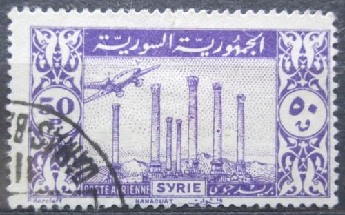 Poštová známka Sýria 1946 Lietadlo nad ruinami Kanawat Mi# 534