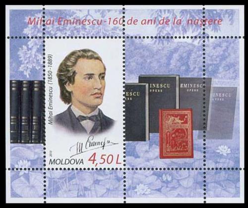 Poštová známka Moldavsko 2010 Mihai Eminescu, básník Mi# Block 48