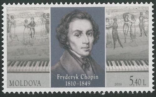 Poštová známka Moldavsko 2010 Fryderyk Chopin Mi# 693 Kat 3.50€
