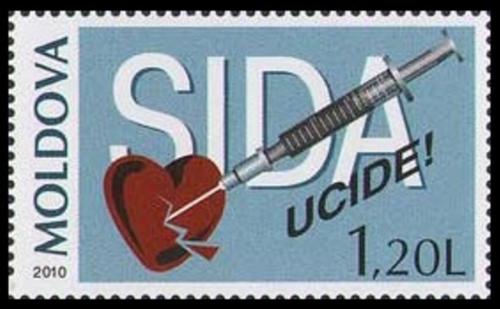 Poštová známka Moldavsko 2010 Boj proti AIDS Mi# 708