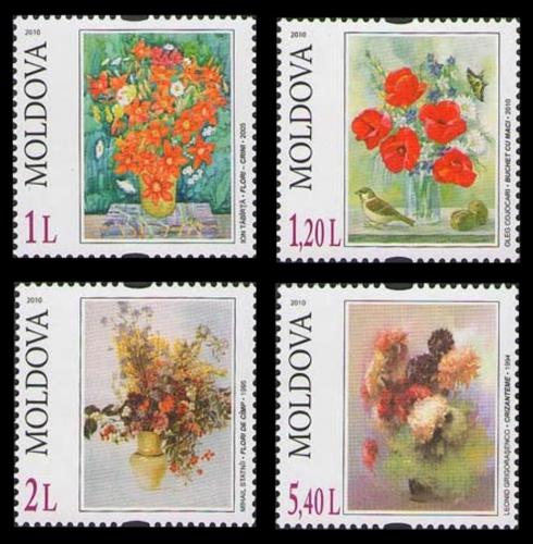 Poštové známky Moldavsko 2010 Umenie, kvety Mi# 709-12