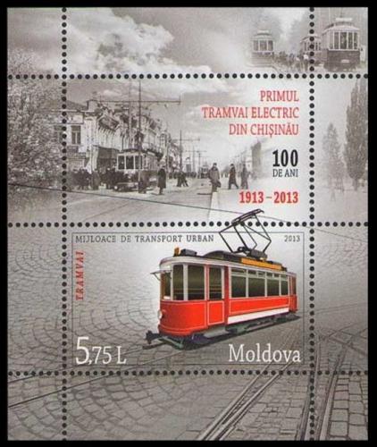 Poštová známka Moldavsko 2013 Tramvaj Mi# Block 65