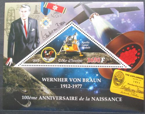 Poštová známka Pobrežie Slonoviny 2012 Wernher von Braun Mi# N/N
