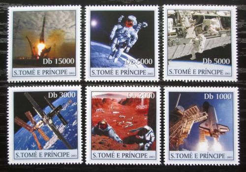 Poštové známky Svätý Tomáš 2003 Prieskum vesmíru Mi# 2212-17 Kat 11€