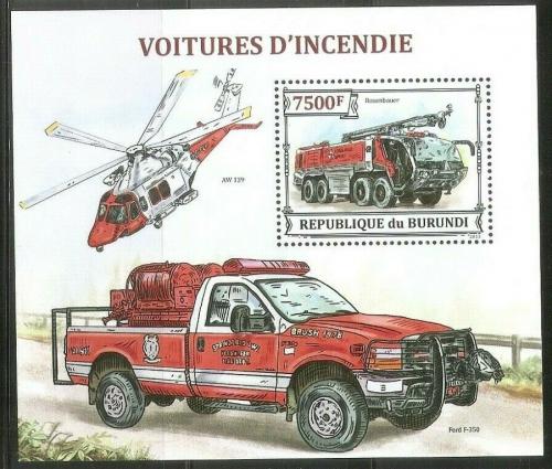 Poštová známka Burundi 2013 Hasièská autá Mi# Block 384 Kat 9€ 