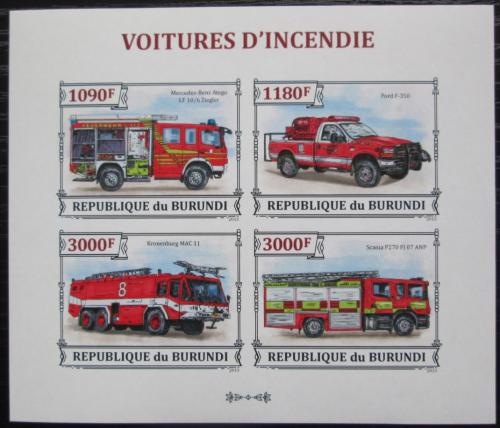 Poštové známky Burundi 2013 Hasièská autá neperf. Mi# 3298-3301 B - zväèši� obrázok