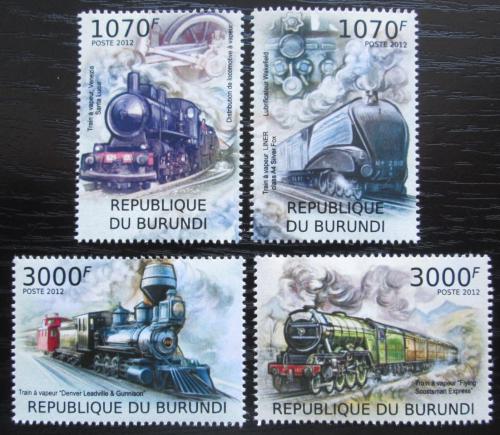 Poštové známky Burundi 2012 Parní lokomotívy Mi# 2436-39 Kat 10€