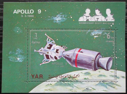 Poštová známka Jemen 1969 Prieskum Mìsíce, Apollo 9 Mi# Block 102 Kat 12€