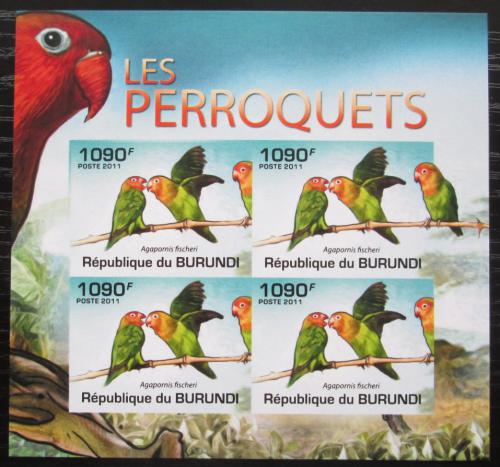 Poštové známky Burundi 2011 Papoušík Fischerùv neperf. Mi# 1979 B Bogen