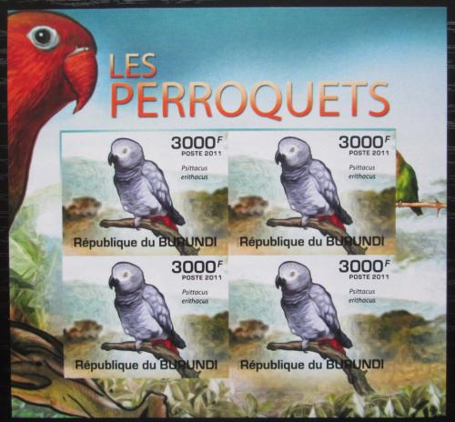 Poštové známky Burundi 2011 Papoušek šedý neperf. Mi# 1981 B Bogen