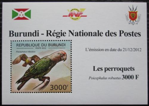 Potov znmka Burundi 2013 Papouek kapsk DELUXE Mi# 2815 Block