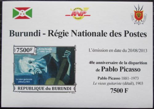 Poštová známka Burundi 2013 Umenie, Pablo Picasso neperf. Mi# 3317 B Block
