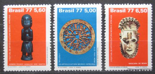 Poštové známky Brazílie 1977 Festival afrického umenie Mi# 1578-80 Kat 4.50€