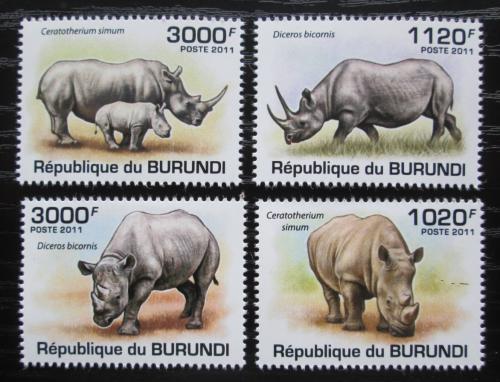 Poštové známky Burundi 2011 Nosorožce Mi# 2114-17 Kat 9.50€