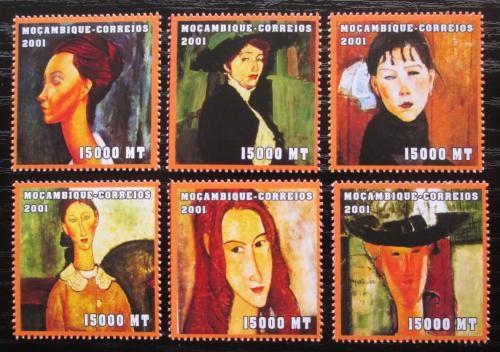 Poštové známky Mozambik 2001 Umenie, Modigliani Mi# 2133-38 Kat 11.50€