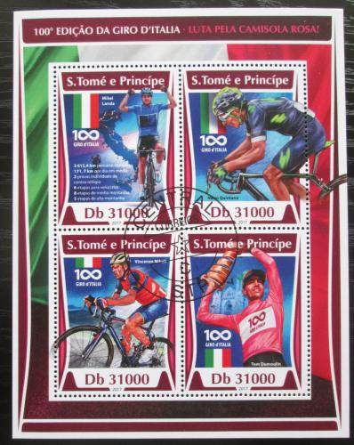 Poštové známky Svätý Tomáš 2017 Giro d’Italia Mi# 7299-7302 Bogen Kat 12€ 