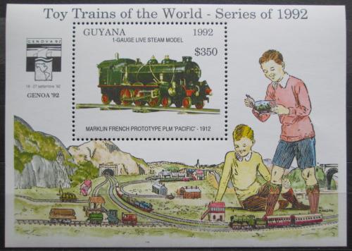 Poštová známka Guyana 1992 Modely lokomotiv a vagónù Mi# Block 212 Kat 9.50€