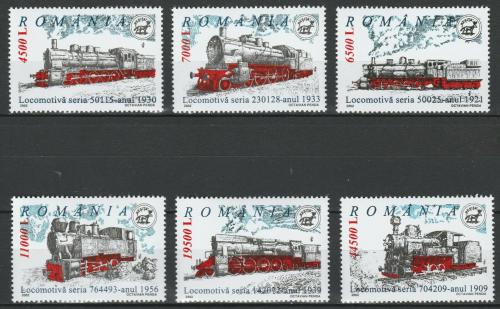 Poštové známky Rumunsko 2002 Parní lokomotívy Mi# 5681-86 Kat 8.50€
