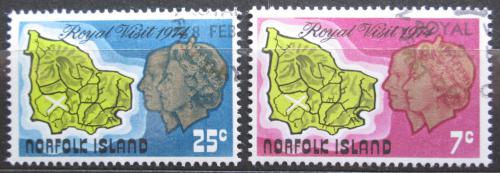 Poštové známky Norfolk 1974 Návštìva krá¾ovné Mi# 151-52