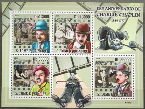 Poštové známky Svätý Tomáš 2009 Charlie Chaplin Mi# 4053-56 Kat 10€