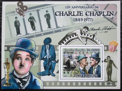Poštová známka Svätý Tomáš 2009 Charlie Chaplin Mi# Block 689 Kat 10€