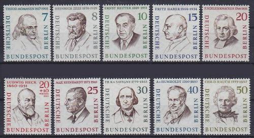 Poštové známky Západný Berlín 1957-59 Osobnosti Mi# 163-72 Kat 14€