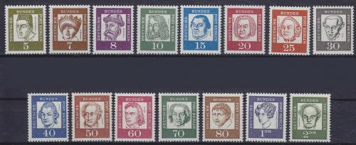 Poštové známky Západný Berlín 1961-62 Osobnosti Mi# 199-213 Kat 18€