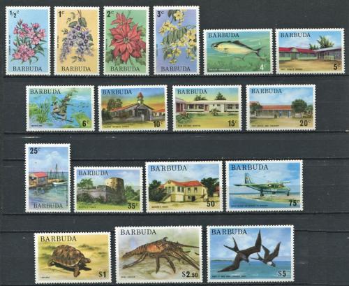 Poštové známky Barbuda 1974-75 Rùzné motivy TOP SET Mi# 185-201 Kat 34€
