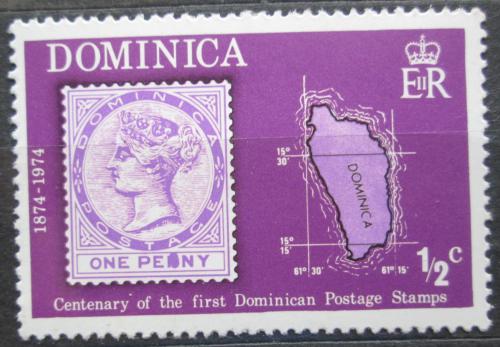 Poštová známka Dominika 1974 První známka, 100. výroèie Mi# 391
