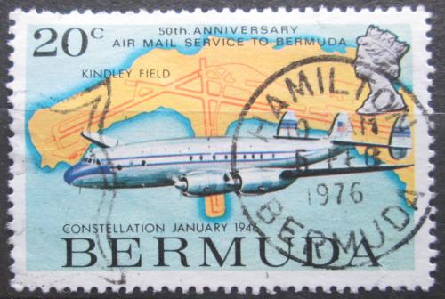 Poštová známka Bermudy 1975 Lietadlo a mapa Mi# 309