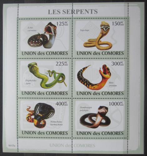 Poštové známky Komory 2009 Hady Mi# 2114-19 Kat 11€
