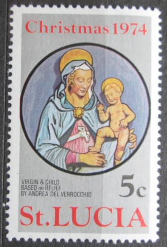 Poštová známka Svätá Lucia 1974 Vianoce, umenie Mi# 356