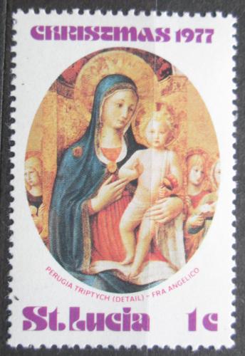 Poštová známka Svätá Lucia 1977 Vianoce, umenie, Fra Angelico Mi# 421