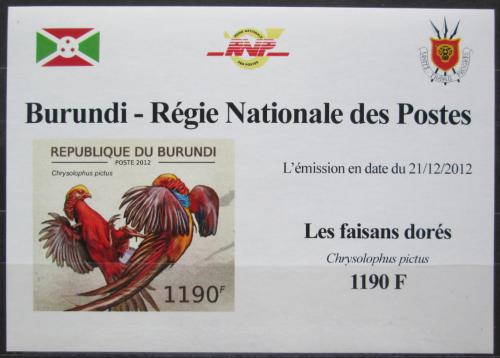 Poštová známka Burundi 2012 Bažant zlatý neperf. DELUXE Mi# 2794 B Block
