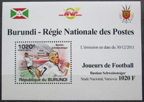 Poštová známka Burundi 2011 Bastian Schweinsteiger, futbal Mi# 2139 Block