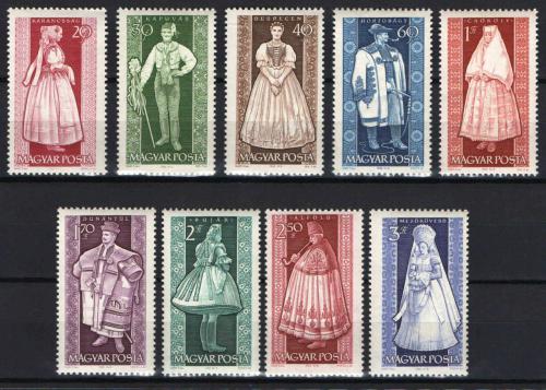 Poštové známky Maïarsko 1963 ¼udové kroje Mi# 1954-62 Kat 7.50€