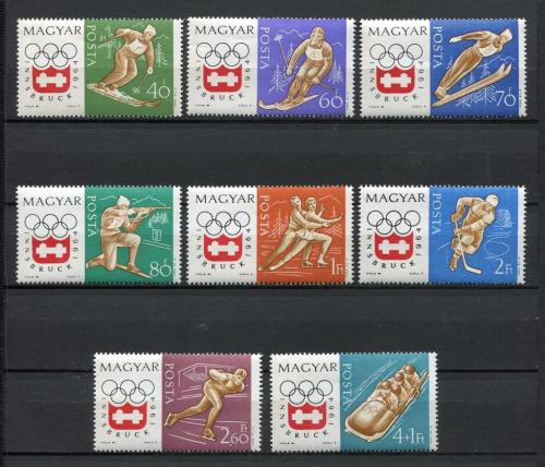 Poštové známky Maïarsko 1963 ZOH Innsbruck Mi# 1975-82