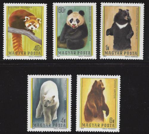 Poštové známky Maïarsko 1977 Medvede Mi# 3243-47