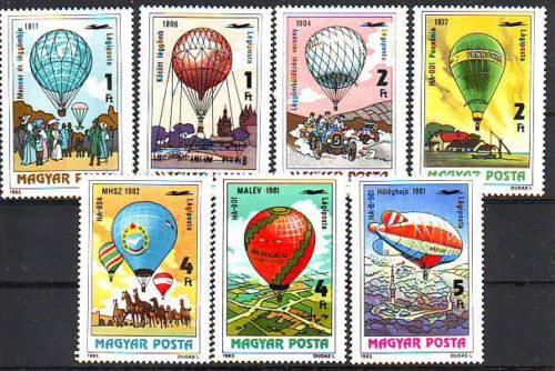 Poštové známky Maïarsko 1983 Lietajúci balóny Mi# 3600-06