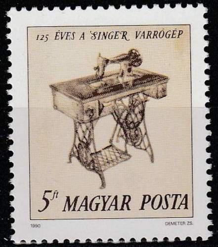 Poštová známka Maïarsko 1990 Šicí stroj Singer Mi# 4066