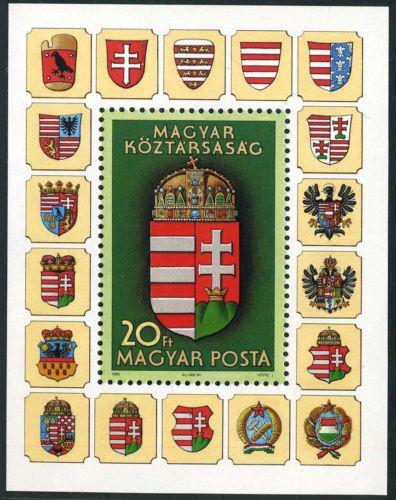 Poštová známka Maïarsko 1990 Štátny znak Mi# Block 211 Kat 6€