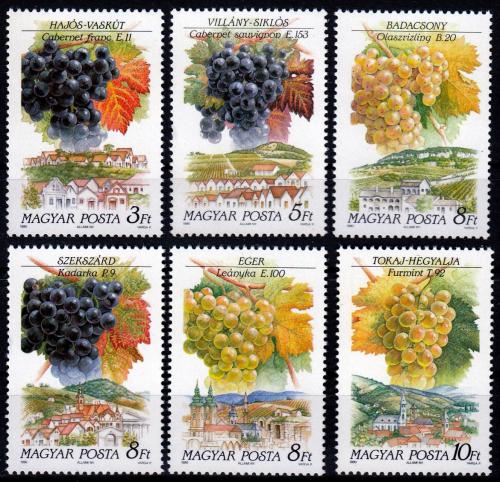 Poštové známky Maïarsko 1990 Hroznové víno Mi# 4101-06
