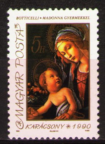 Poštová známka Maïarsko 1990 Vianoce, umenie, Sandro Botticelli Mi# 4119