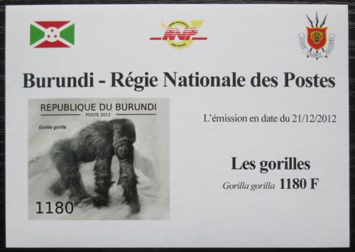 Poštová známka Burundi 2012 Gorila západní neperf. DELUXE Mi# 2848 B Block