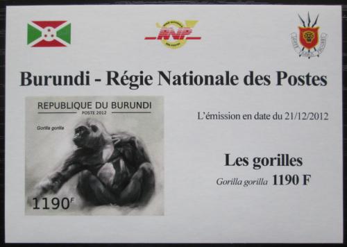 Poštová známka Burundi 2012 Gorila západní neperf. DELUXE Mi# 2849 B Block
