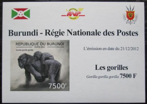 Poštová známka Burundi 2012 Gorila západní neperf. DELUXE Mi# 2852 B Block