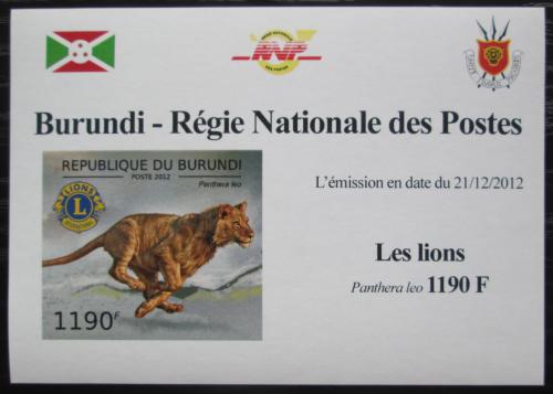 Poštová známka Burundi 2012 Lev neperf. DELUXE Mi# 2829 B Block 