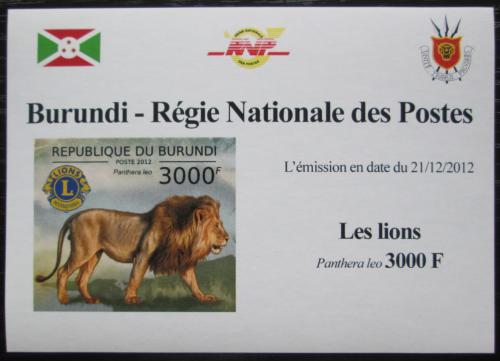 Poštová známka Burundi 2012 Lev neperf. DELUXE Mi# 2830 B Block