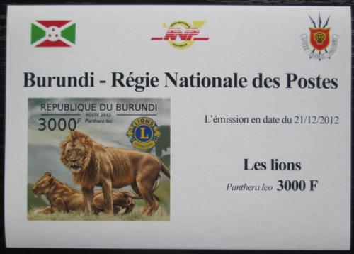 Poštová známka Burundi 2012 Lev neperf. DELUXE Mi# 2831 B Block